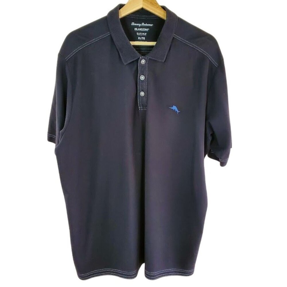Tommy Bahama IslandZone Polo XL | Supima Cotton Blend Shirt | Black Performance